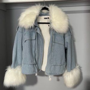 fur detail denim jacket